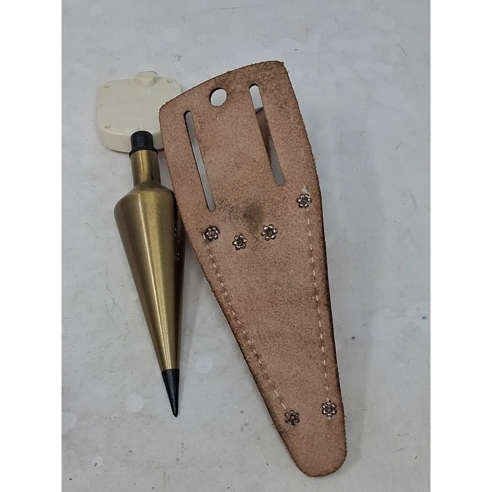 16 oz Brass Plumb-Bob with Steel Tip and Leather Holster CST PLUS Gammon Reel